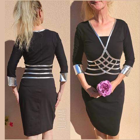 ELEGANTNA OBLEKA S SREBRNIMI ALI ZLATIMI ČRTAMI 1824