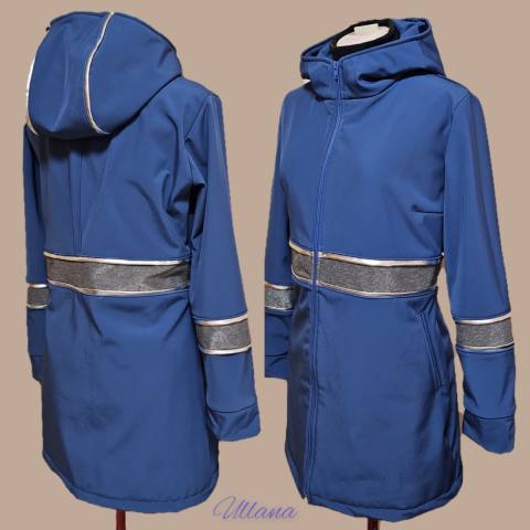 Softshell plašček v JEANS MODRI s srebrnimi všitki 2207